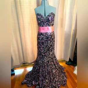 Prom Sequin Strapless Dress Gown